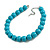 20mm D/Chunky Turquoise Coloured Polished Wood Bead Necklace in Silver Tone - 44cm L/10cm Ext - view 2