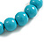 20mm D/Chunky Turquoise Coloured Polished Wood Bead Necklace in Silver Tone - 44cm L/10cm Ext - view 5