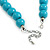 20mm D/Chunky Turquoise Coloured Polished Wood Bead Necklace in Silver Tone - 44cm L/10cm Ext - view 6