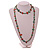 Long Jade Green/Ox Blood Red Shell Nugget and Green Faceted Glass Bead Necklace - 120cm Long - view 3