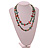 Long Jade Green/Ox Blood Red Shell Nugget and Green Faceted Glass Bead Necklace - 120cm Long - view 4