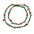 Long Jade Green/Ox Blood Red Shell Nugget and Green Faceted Glass Bead Necklace - 120cm Long - view 7