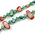 Long Jade Green/Ox Blood Red Shell Nugget and Green Faceted Glass Bead Necklace - 120cm Long - view 5