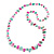 Long Shell Nugget and Clear Faceted Glass Bead Necklace in Mint Green/Fuchsia Pink - 106cm Long - view 6