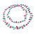 Long Shell Nugget and Clear Faceted Glass Bead Necklace in Mint Green/Fuchsia Pink - 106cm Long - view 2