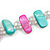 Long Shell Nugget and Clear Faceted Glass Bead Necklace in Mint Green/Fuchsia Pink - 106cm Long - view 5