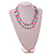 Long Shell Nugget and Clear Faceted Glass Bead Necklace in Mint Green/Fuchsia Pink - 106cm Long - view 4