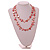Long Salmon Pink/Flamingo Pink Shell Nugget and Beige Faceted Glass Bead Necklace - 114cm Long - view 4