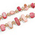 Long Salmon Pink/Flamingo Pink Shell Nugget and Beige Faceted Glass Bead Necklace - 114cm Long - view 5