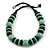 Chunky Style Mint Green/Black Wood Bead Cotton Cord Necklace - 64cm Long - view 2
