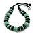 Chunky Style Mint Green/Black Wood Bead Cotton Cord Necklace - 64cm Long