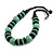 Chunky Style Mint Green/Black Wood Bead Cotton Cord Necklace - 64cm Long - view 5