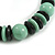 Chunky Style Mint Green/Black Wood Bead Cotton Cord Necklace - 64cm Long - view 6