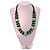 Chunky Style Mint Green/Black Wood Bead Cotton Cord Necklace - 64cm Long - view 4
