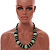 Chunky Style Mint Green/Black Wood Bead Cotton Cord Necklace - 64cm Long - view 3