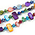 3 Strand Shell Nugget and Crystal Bead Necklace in Multi - 52cm L/ 7cm Ext - view 5