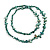 Long Emerald Green Shell Nugget and Faceted Glass Bead Necklace - 110cm Long - view 6