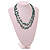 Long Emerald Green Shell Nugget and Faceted Glass Bead Necklace - 110cm Long - view 4