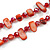 Long Rose Red Shell Nugget and Faceted Glass Bead Necklace - 116cm Long - view 5