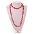 Long Rose Red Shell Nugget and Faceted Glass Bead Necklace - 116cm Long - view 3