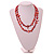 Long Rose Red Shell Nugget and Faceted Glass Bead Necklace - 116cm Long - view 4