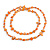 Long Pumpkin Orange Shell Nugget and Faceted Glass Bead Necklace - 110cm Long - view 7