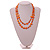 Long Pumpkin Orange Shell Nugget and Faceted Glass Bead Necklace - 110cm Long - view 2