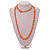 Long Pumpkin Orange Shell Nugget and Faceted Glass Bead Necklace - 110cm Long - view 3