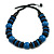 Chunky Style Blue/Black Wood Bead Cotton Cord Necklace - 64cm Long - view 6