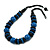 Chunky Style Blue/Black Wood Bead Cotton Cord Necklace - 64cm Long - view 7