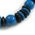 Chunky Style Blue/Black Wood Bead Cotton Cord Necklace - 64cm Long - view 8