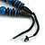 Chunky Style Blue/Black Wood Bead Cotton Cord Necklace - 64cm Long - view 5