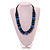 Chunky Style Blue/Black Wood Bead Cotton Cord Necklace - 64cm Long - view 4