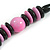 Chunky Style Marble Pink/Black Wood Bead Cotton Cord Necklace - 64cm Long - view 7