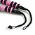 Chunky Style Marble Pink/Black Wood Bead Cotton Cord Necklace - 64cm Long - view 8