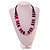 Chunky Style Marble Pink/Black Wood Bead Cotton Cord Necklace - 64cm Long - view 4