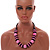 Chunky Style Marble Pink/Black Wood Bead Cotton Cord Necklace - 64cm Long - view 3