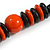 Chunky Style Orange/Black Wood Bead Cotton Cord Necklace - 64cm Long - view 6