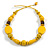Yellow Wooden/ Glass Beaded Cotton Cord Necklace with Button/Loop Closure - 60cm Long - view 2