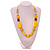 Yellow Wooden/ Glass Beaded Cotton Cord Necklace with Button/Loop Closure - 60cm Long - view 4
