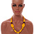 Yellow Wooden/ Glass Beaded Cotton Cord Necklace with Button/Loop Closure - 60cm Long - view 3