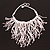 Statement Glass Bead Bib Style/ Fringe Necklace In Snow White - 38cm Long/ 15cm Front Drop - view 2