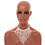 Statement Glass Bead Bib Style/ Fringe Necklace In Snow White - 38cm Long/ 15cm Front Drop - view 3