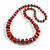 Graduated Wooden Bead Long Necklace in Rouge Pink/Black/Metallic Silver Colours - 80cm Long - view 2