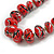 Graduated Wooden Bead Long Necklace in Rouge Pink/Black/Metallic Silver Colours - 80cm Long - view 4