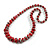 Graduated Wooden Bead Long Necklace in Rouge Pink/Black/Metallic Silver Colours - 80cm Long - view 5