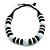 Chunky Style Light White/Black Wood Bead Cotton Cord Necklace - 64cm Long - view 6