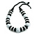 Chunky Style Light White/Black Wood Bead Cotton Cord Necklace - 64cm Long - view 2