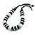 Chunky Style Light White/Black Wood Bead Cotton Cord Necklace - 64cm Long - view 7