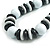 Chunky Style Light White/Black Wood Bead Cotton Cord Necklace - 64cm Long - view 8